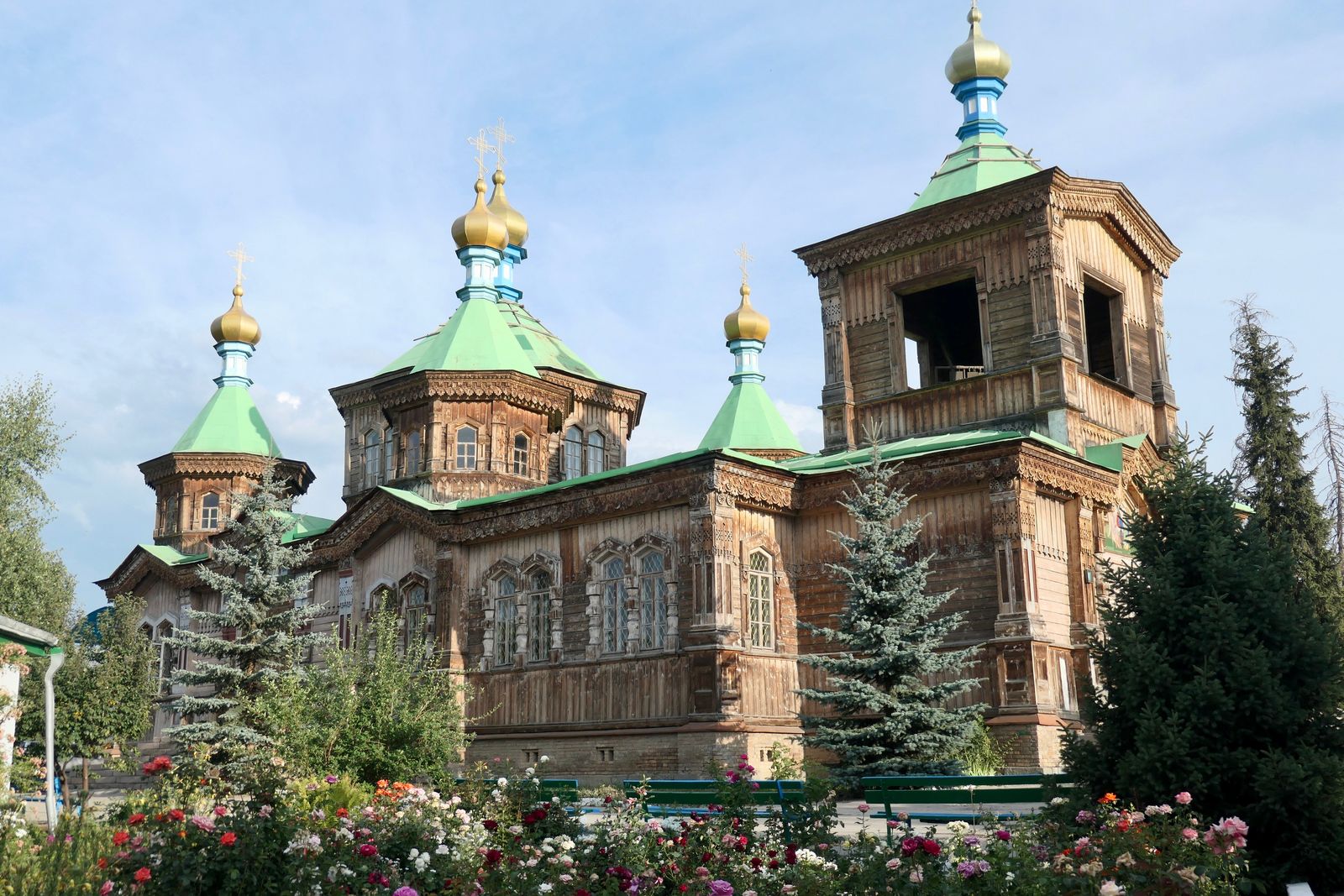 The wooden Holy Trinity Cathedral in Karakol